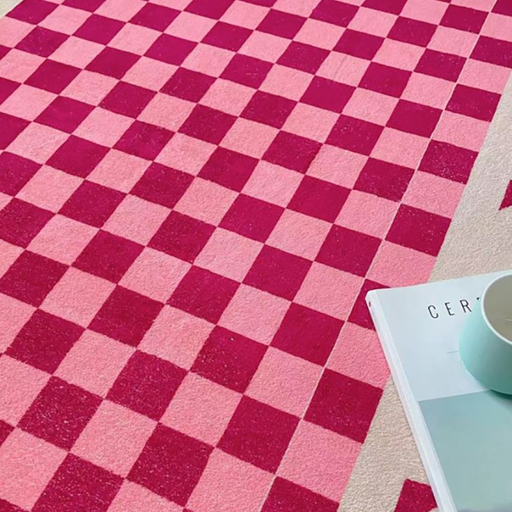 Modern Checkered Print Rug Polyester Area Carpet Stain Resistant Indoor Rug for Home Decoration