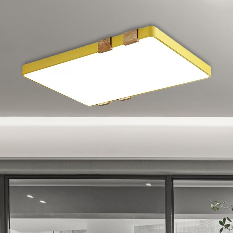 Fixation rectangulaire Plafond Nordique Acrylique 1-Rose légère / jaune / Bleu Flush Mount Lamp in Warm / White Light