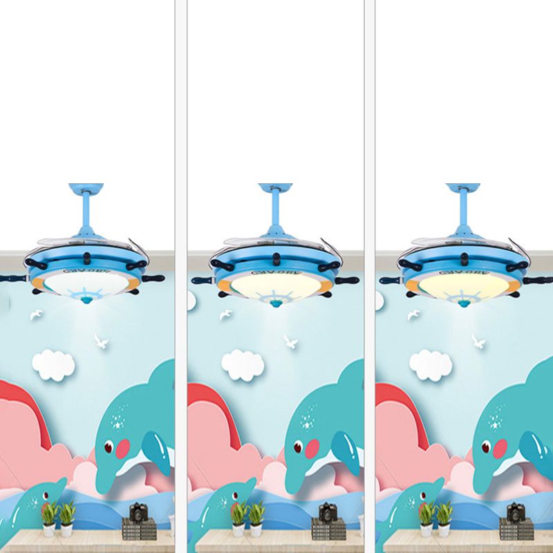 Mediterrane roer hanger ventilator verlichting armatuur metalen slaapkamer kleuterschool semi -flush light