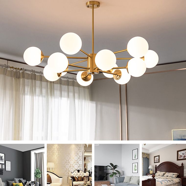 Nordic Style Molecular Styling Chandelier White Glass Orb Multi-light Pendant Lamp for Dining Room
