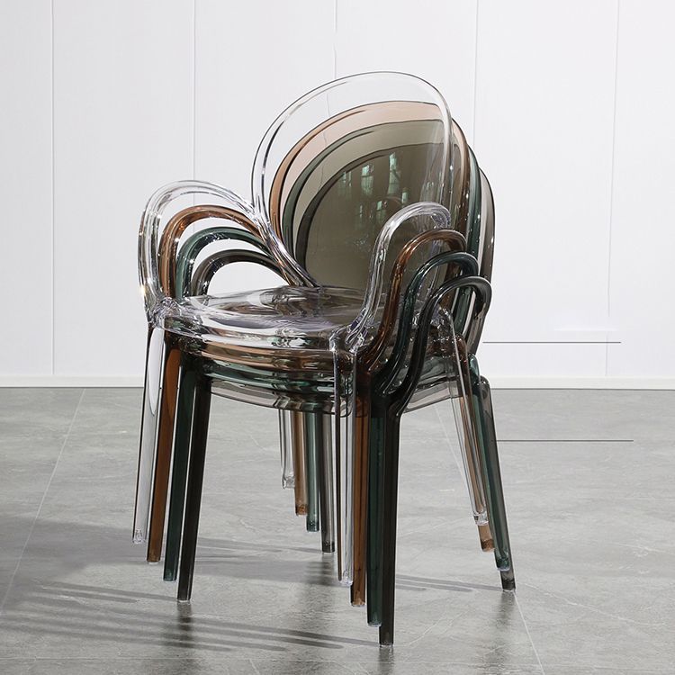 Modern Simple Arm Chair Plastic Base Stackable Dining Chair for Kitchen