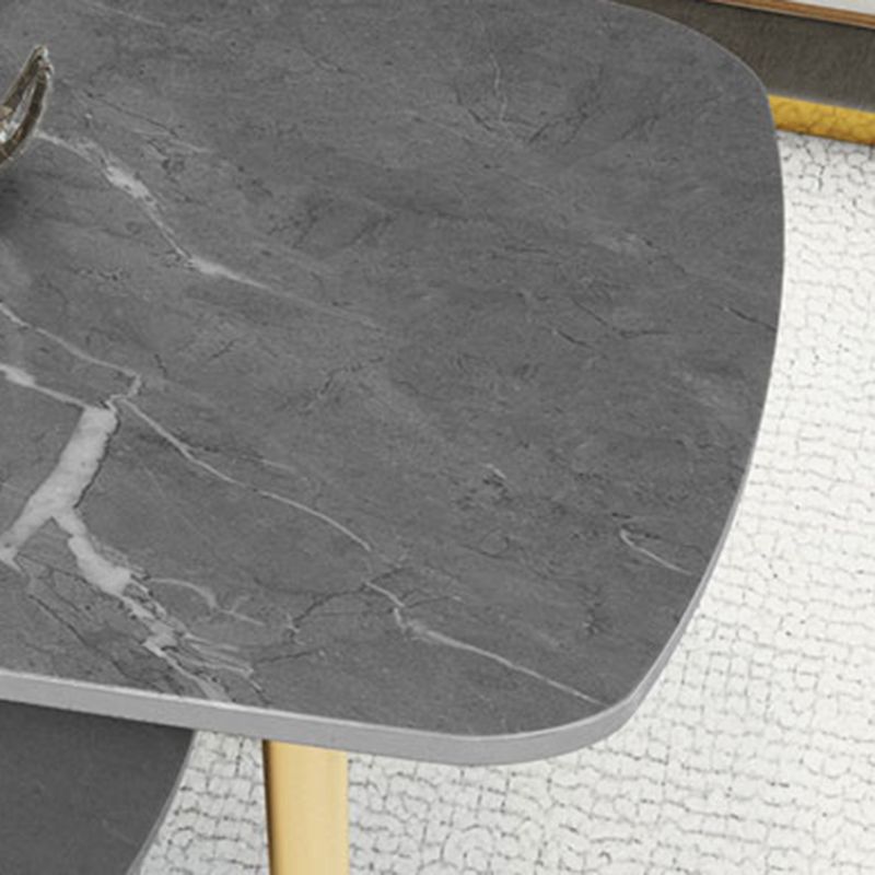 4 Legs 1 Single Coffee Table Rectangular Stone Cocktail Table with Shelf