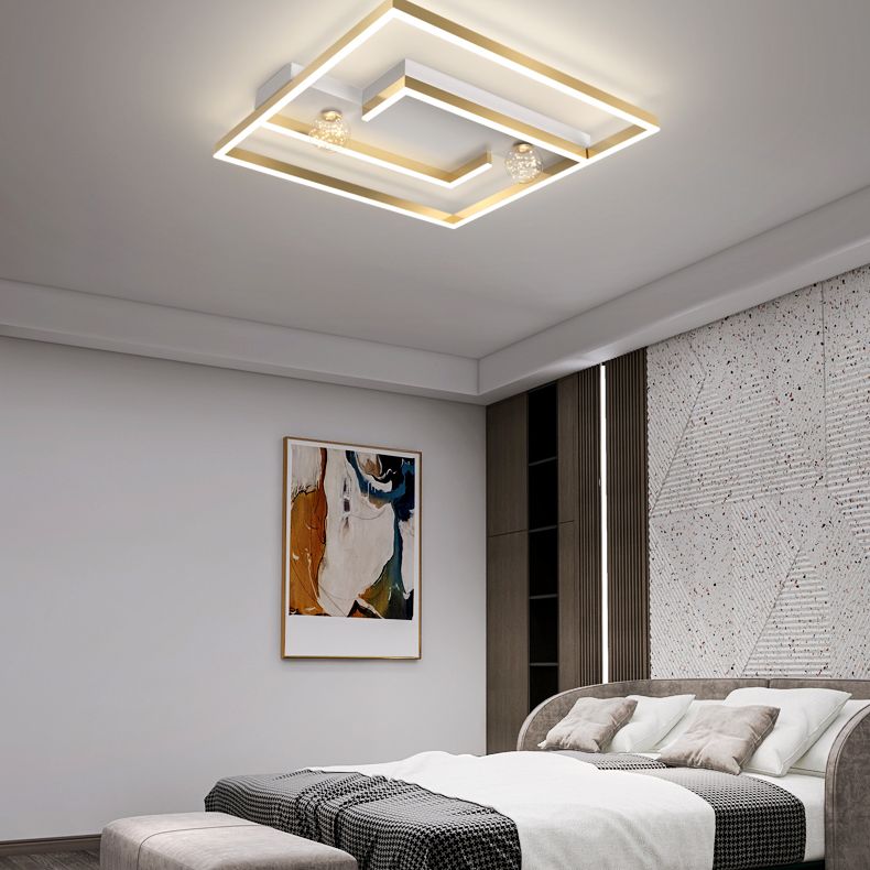 Dispositivo de luz de techo de minimalismo de LED de metal de montaje al cuadrado para dormitorio