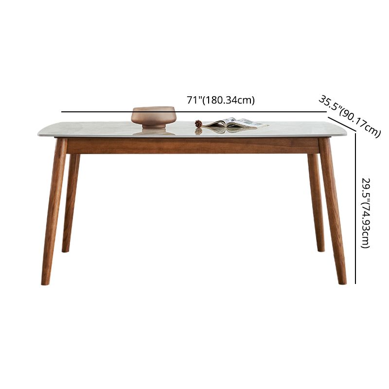 Modern Sintered Stone Table Set of 5/7 with Rectangle Table Dining Set with Woodern Chairs