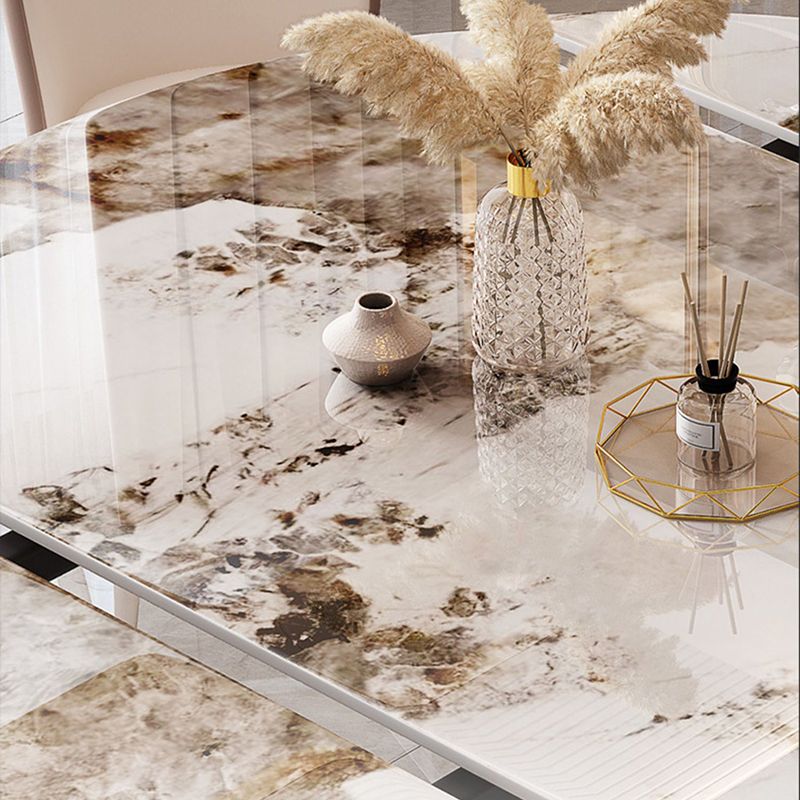 Modern Style Metal Dining Table Sintered Stone Top Table for Dining Room