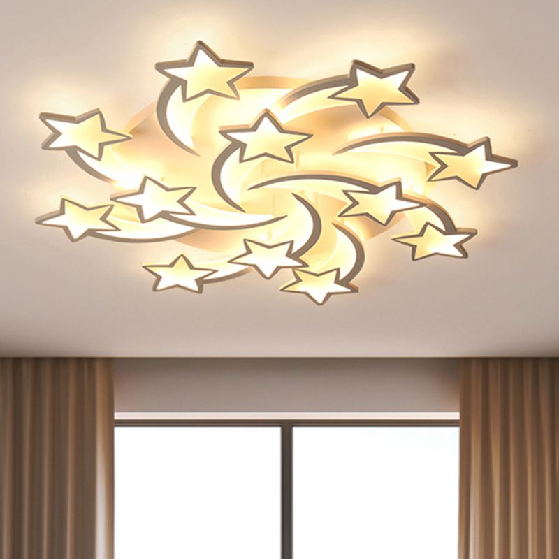 Meteor LED Flush Mount Ceiling Light Modern Acrylic White Flush Light Fixture for Living Room