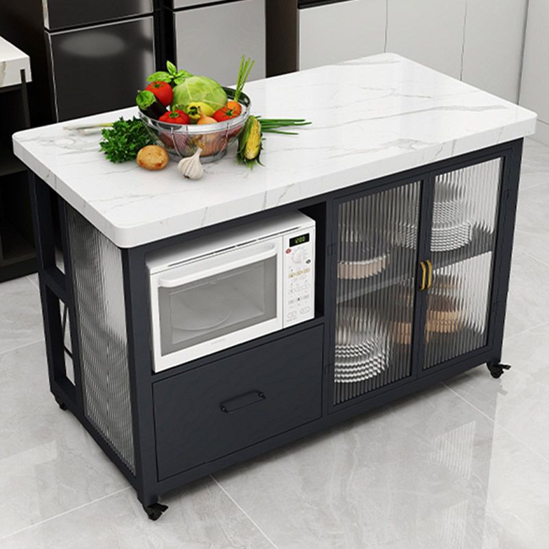 Modern Prep Table Rectangular Rolling Dining Room Kitchen Trolley