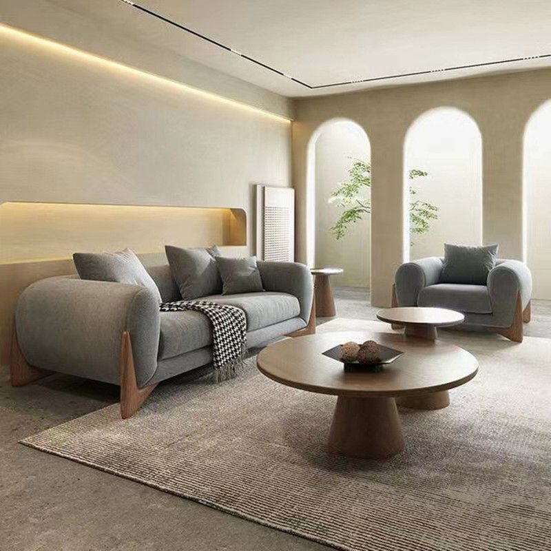Modern Style Sofa Low Back with Sponge Cushion Filling Solid Wood Feet Sofa Bed