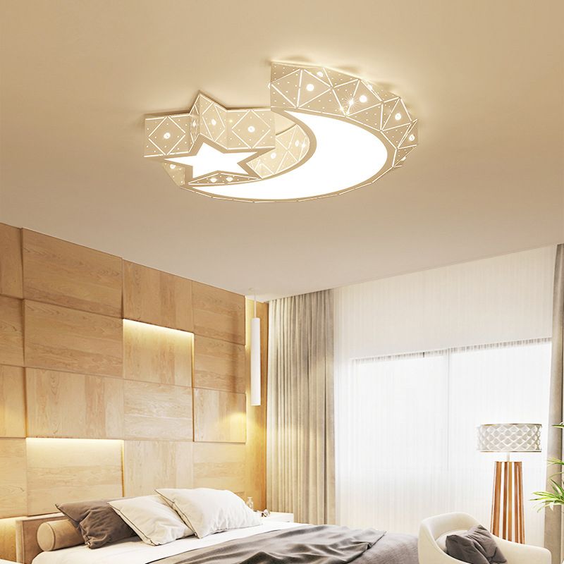 Moon And Star Flush Mount Ceiling Light 1 Light Acrylic Modern Flush Mount Ceiling Light for Bedroom