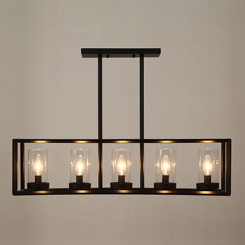 Glass Island Linear Linear Ciondolo in stile industriale Black Dinning Room Isola Penderant Candelier