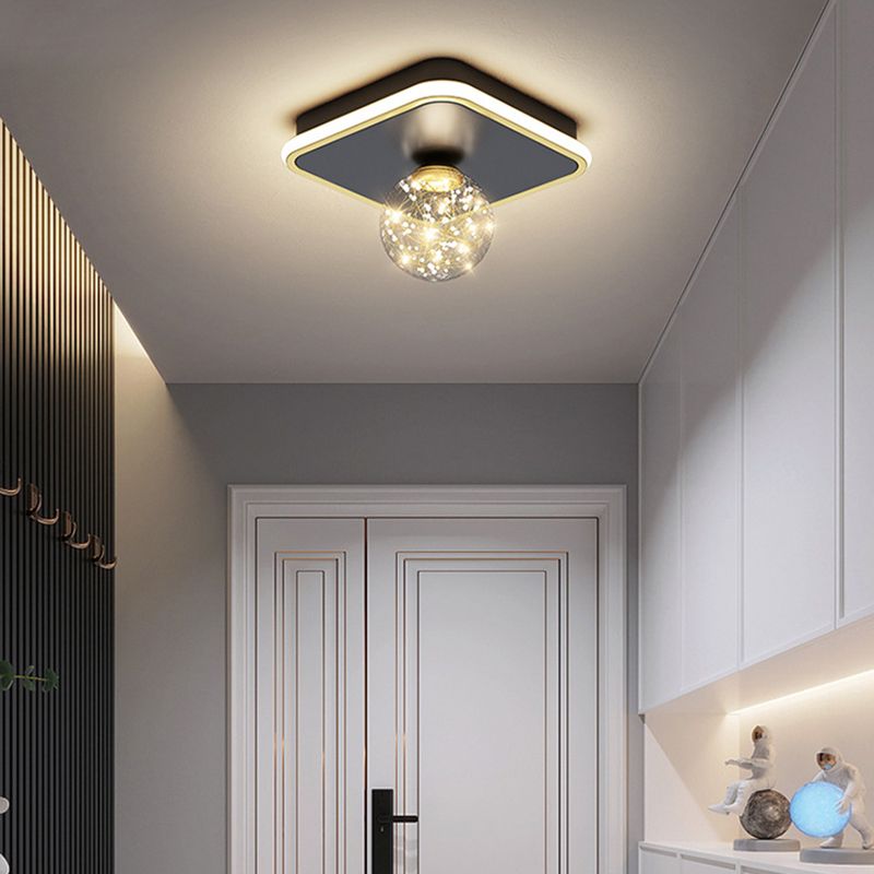 Lámpara empotrada de esfera contemporánea, lámpara de techo empotrada de metal con 2 luces, en negro