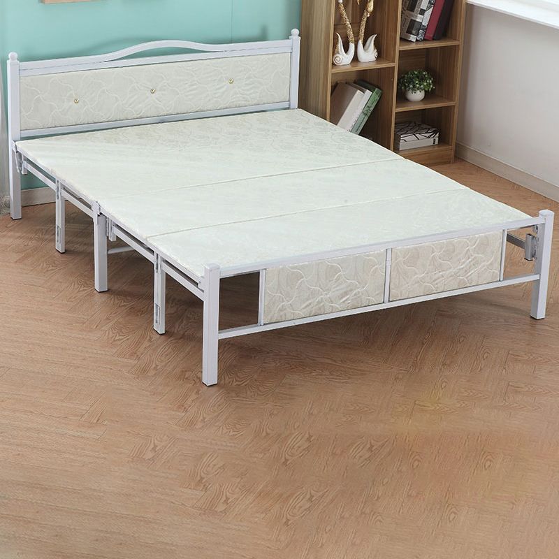 Modern Rectangular Bed Minimalist Panel Iron Bed with Headboard