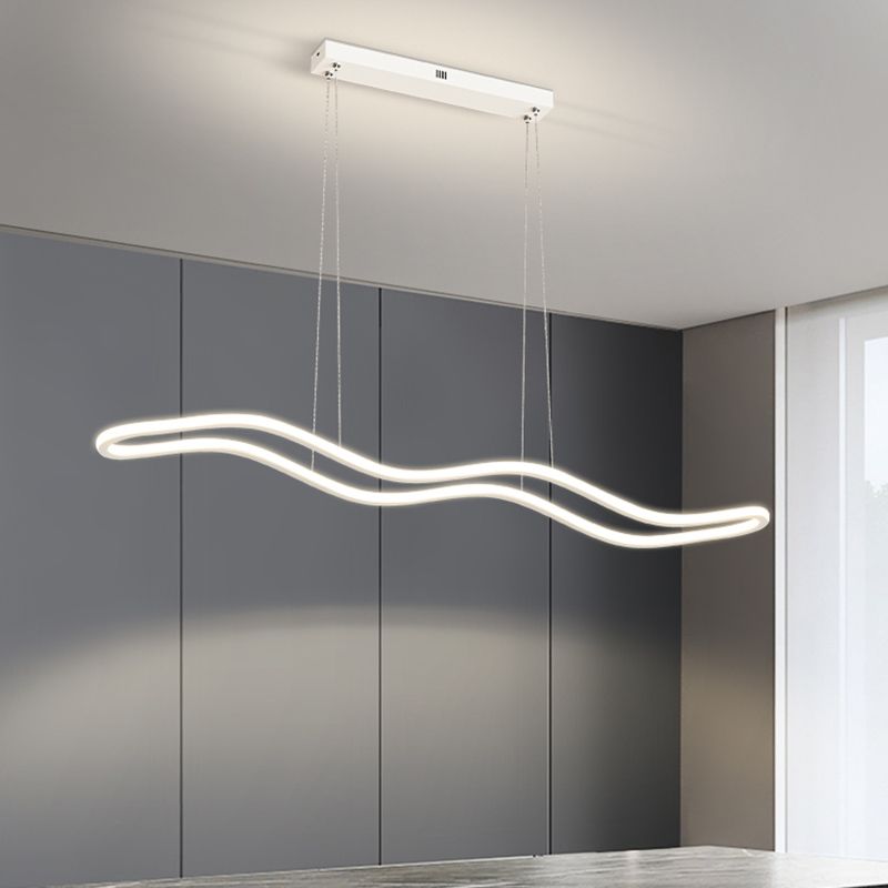 Creative Linear Island Lighting Fixture Modern Style LED Hanging Light for Dining Room
