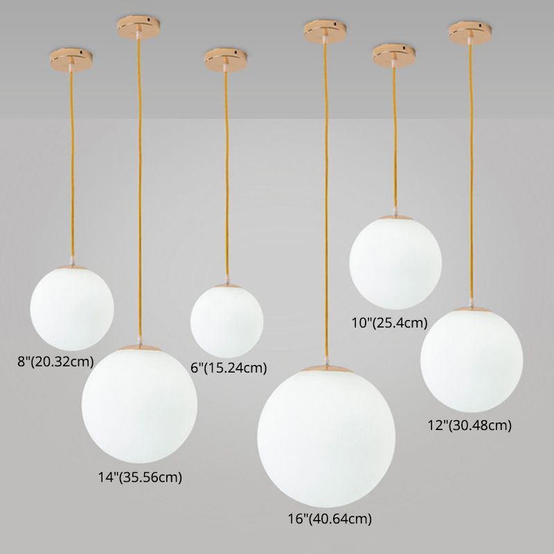 Globe Ceiling Pendant Light Simplicity Glass Dinning Room Pendant Light Kit in White