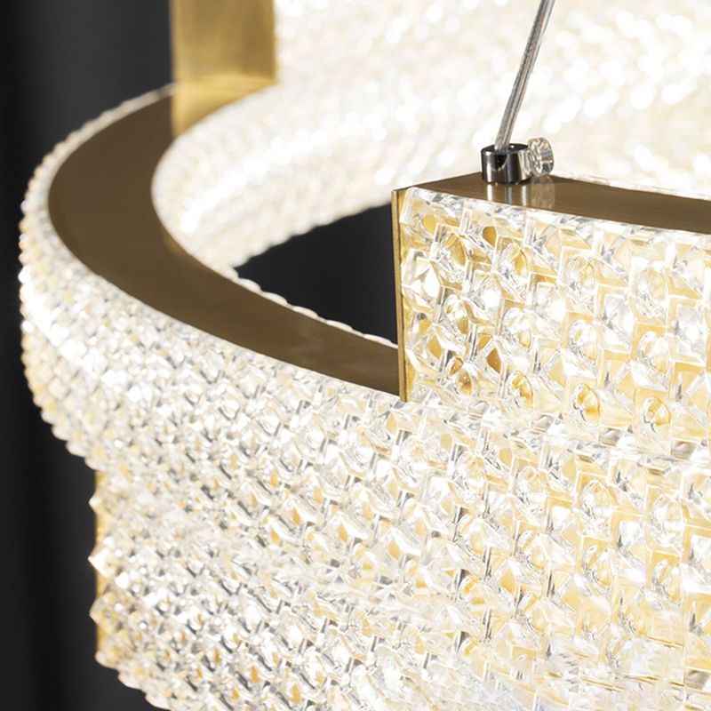 LED Gold Kitchen Island Pendant Oval Metal & Acrylic Ceiling Lighting Fixture