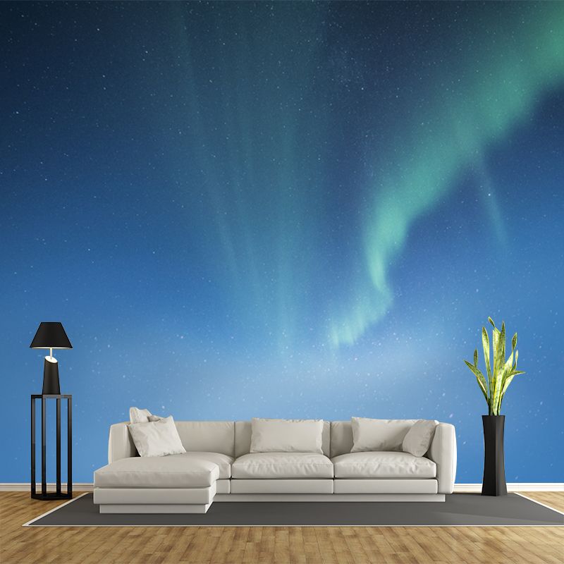 Smooth Whole Blue Mural Decal Minimalistic Aurora Pattern Wall Art, Made to Measure