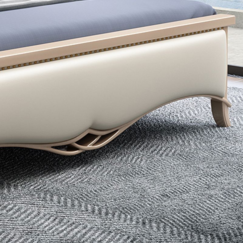 Contemporary 57" Tall Panel Bed with Upholstered Headboard, Solid Wood Bed