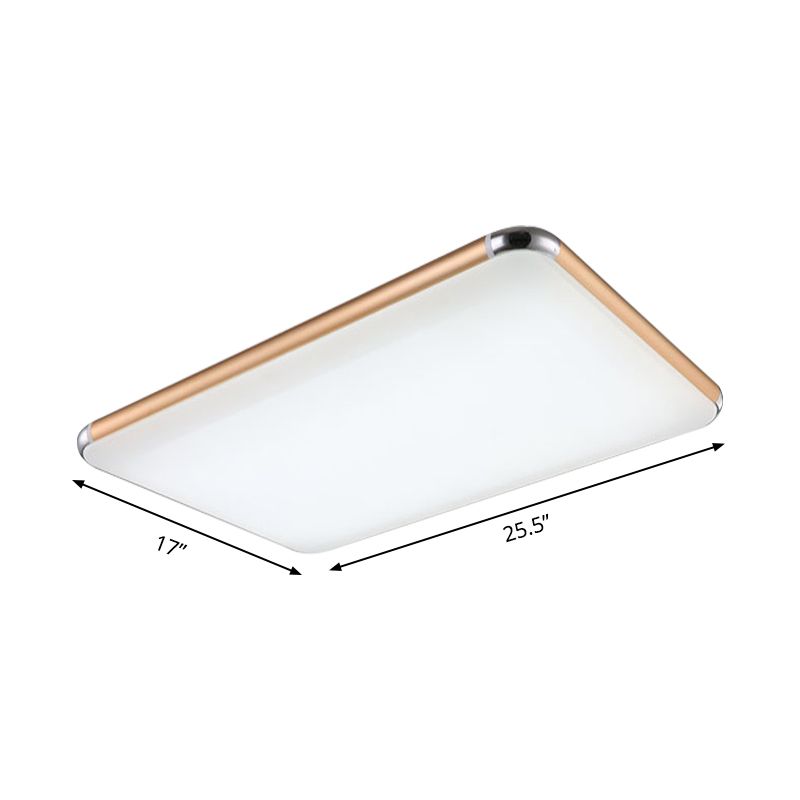 Ultradun vierkant/rechthoekig inbouwlicht Minimalistisch goud LED-plafondinbouw voor slaapkamer met acrylverspreider, 12"/18"/20,5" breed