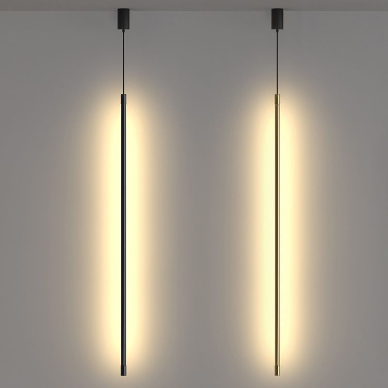 Minimalistische moderne lineare hängende Lampe Metall 1 Licht Anhänger Licht für Wohnzimmer am Nacht