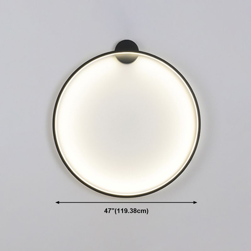 Metal Round Shape Wall Light Modern 1-Light Wall Mounted Light Fixture in Black