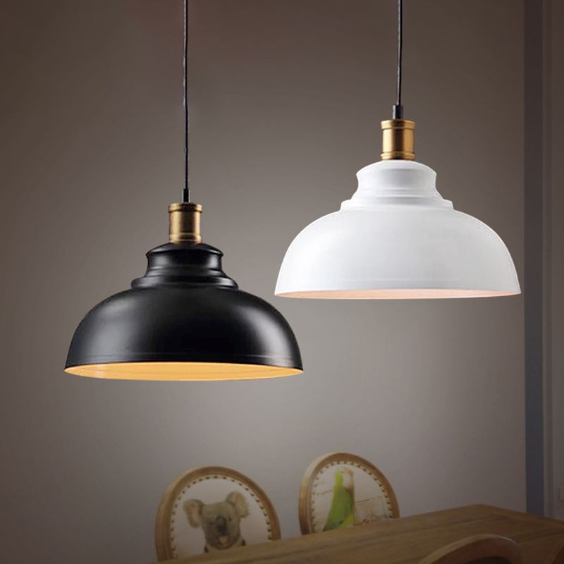 Single Ceiling Light Industrial Dome Shade Iron Hanging Pendant Light for Restaurant