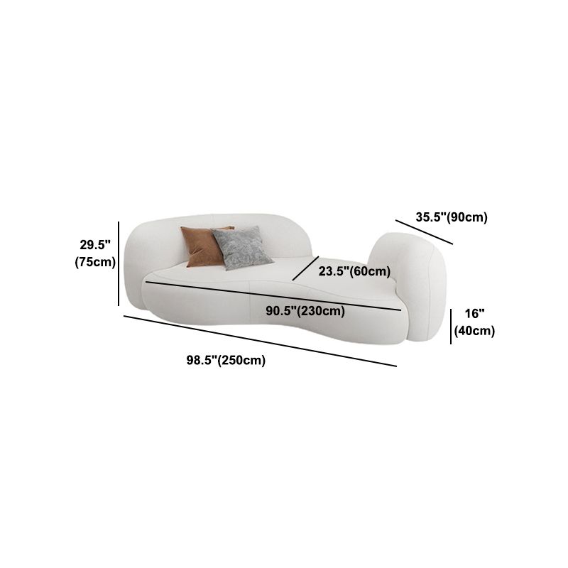 Ultra-Modern Beige Curved Sofa with Tuxedo Arm for Living Room