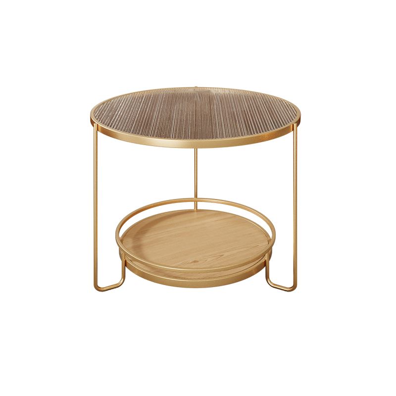 Round Minimalist Coffee Table Glass Top Steel Coffee Table for Living Room