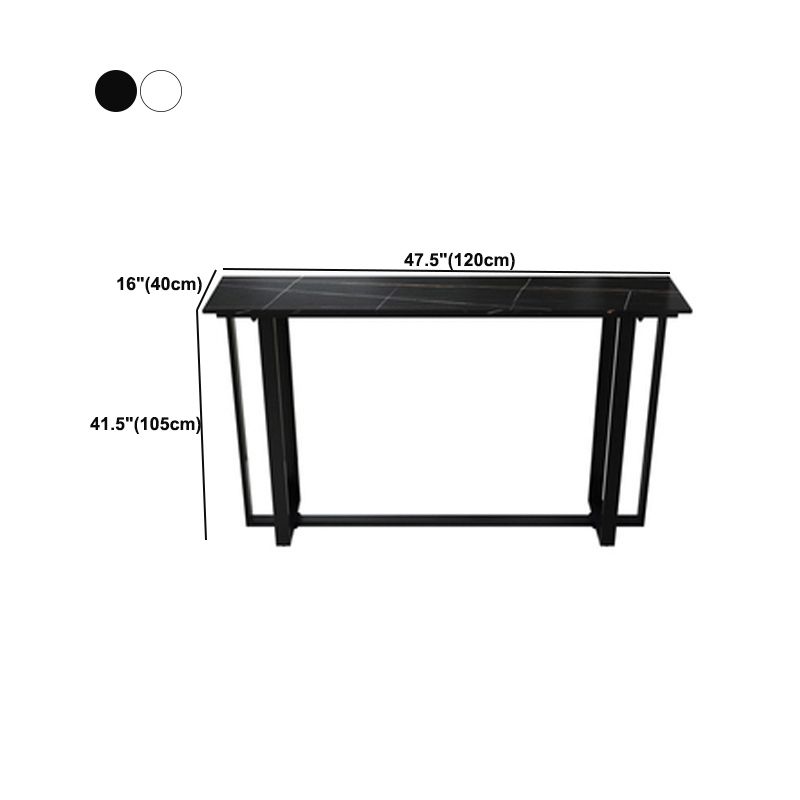 Rectangle Sintered Stone Bar Table Black and Metal Base Pub Table