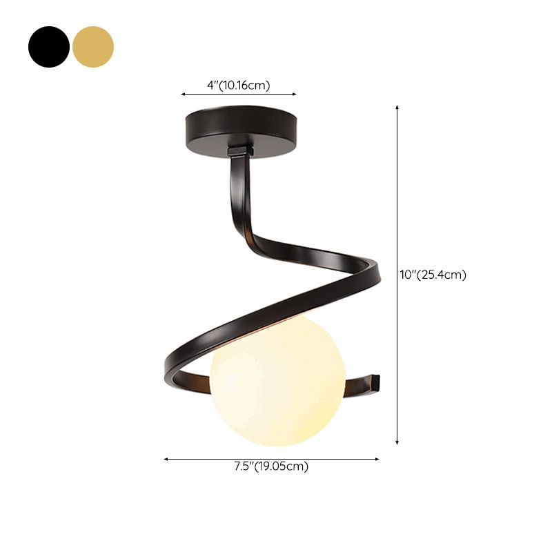 Spherical Ceiling Mount Light 1-Light Modern Round with Glass Shade for Aisle
