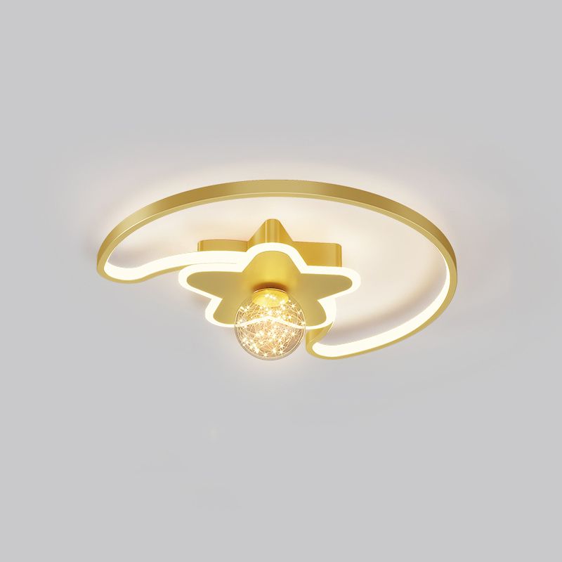 Style contemporain DEL Metal LED Flush Light Fixture Star Ceiling Flush Mount for Bedroom