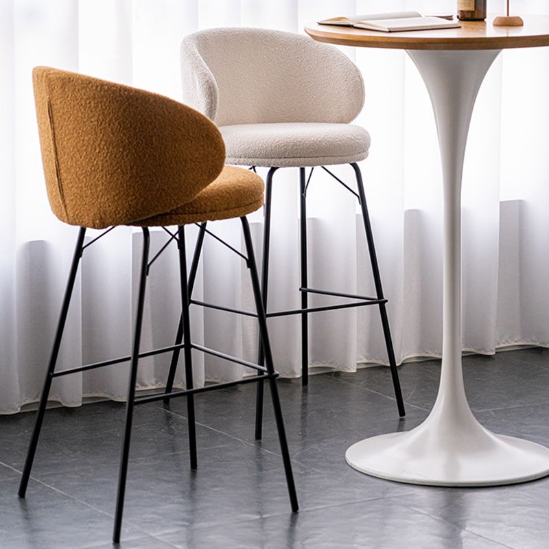 Modern Backrest Armless Counter Stool Upholstered Bar Stool with Metal 4 Legs