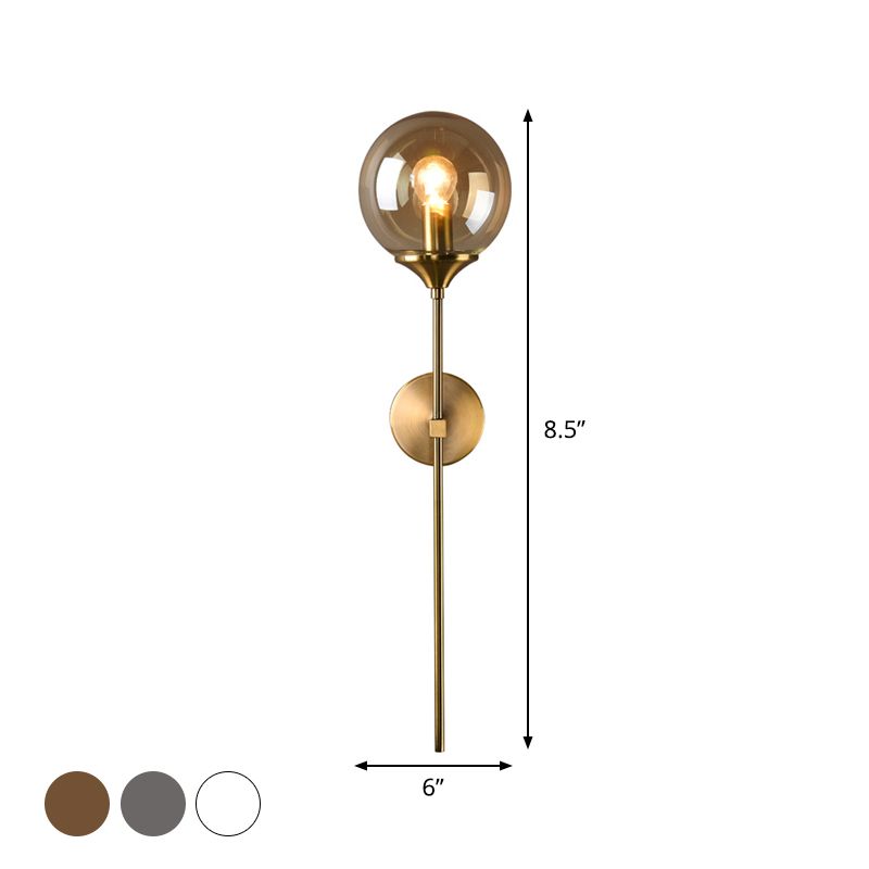 Ball Shade Pencil-arm Wandverlichting Postmodern helder/barnsteen/rookgrijs glas