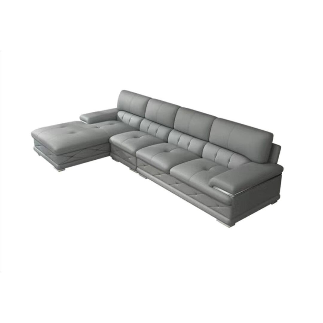 Genuine Leather Sofa & Chaise Modern Tufted Pillow Top Arm Sofa