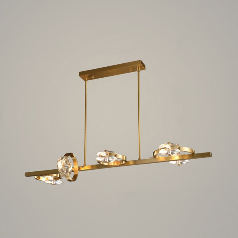 Contemporary Island Light Rings Crystal Island Lights in Gold for Kitchen