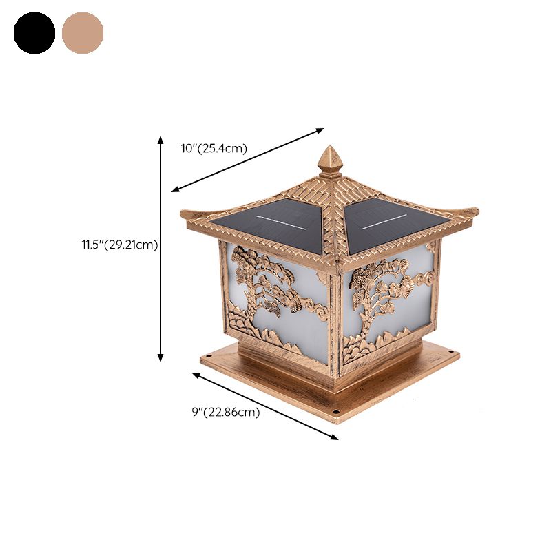 Modern Metallic Pillar Lamp Creative LED Solar Lighting Fixture for Garden