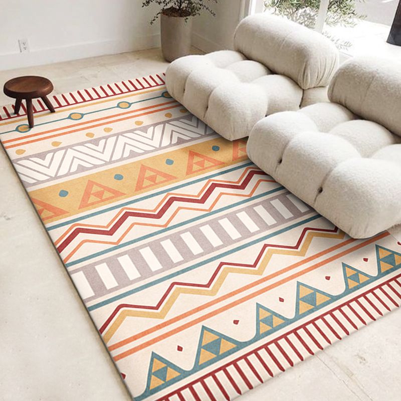 Bohemian Area Carpet Tribal Pattern Indoor Rug Washable Polyester Anti-Slip Carpet for Living Room