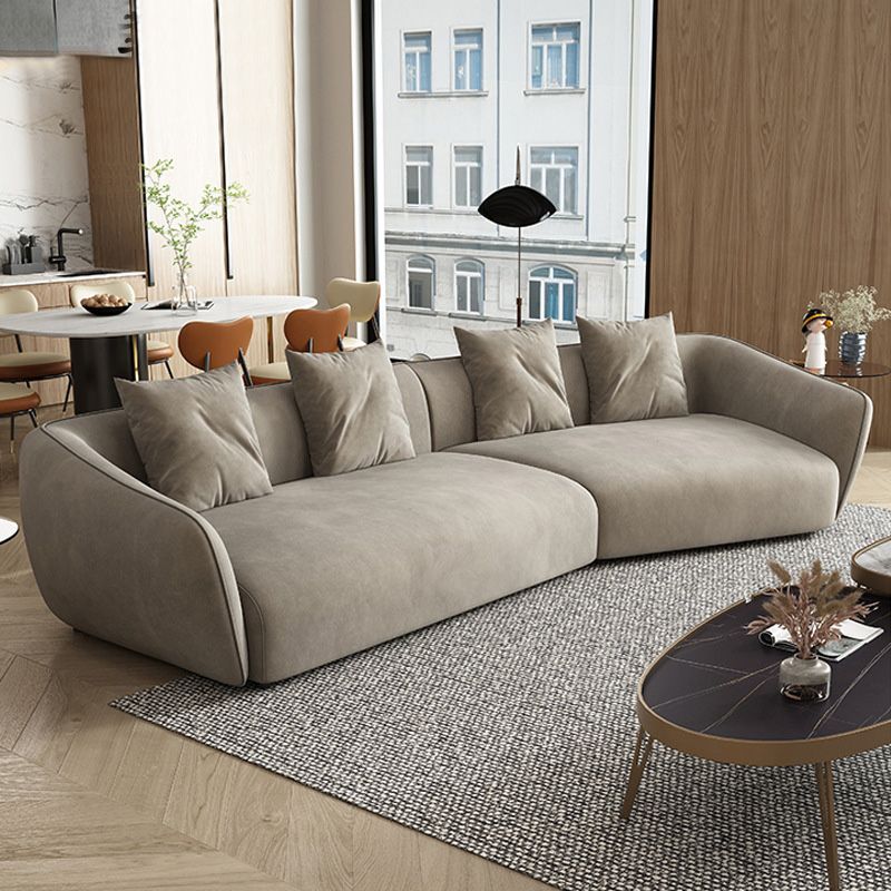 Velvet Sectional/sofa with Pillow Back and Sloped Arms for Apartment