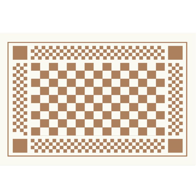 Brown Modern Carpet Plaid Pattern Polyester Area Rug Stain Resistant Rug for Home Decor