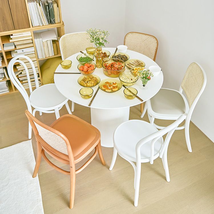 Modern Round Dining Table for 2 Persons Wooden Pedestal Base