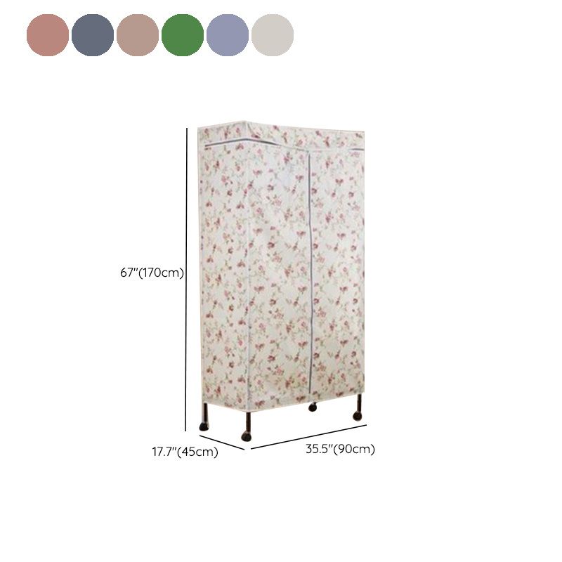 Contemporary Style 2-Shelf Wardrobe Steel Cloth Rod Included Wardrobe Closet