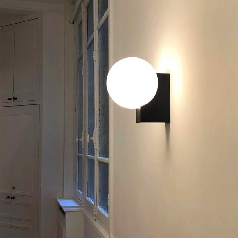 Contemporary Vanity Light White Glass Shade Wall Light Sconce for Washroom