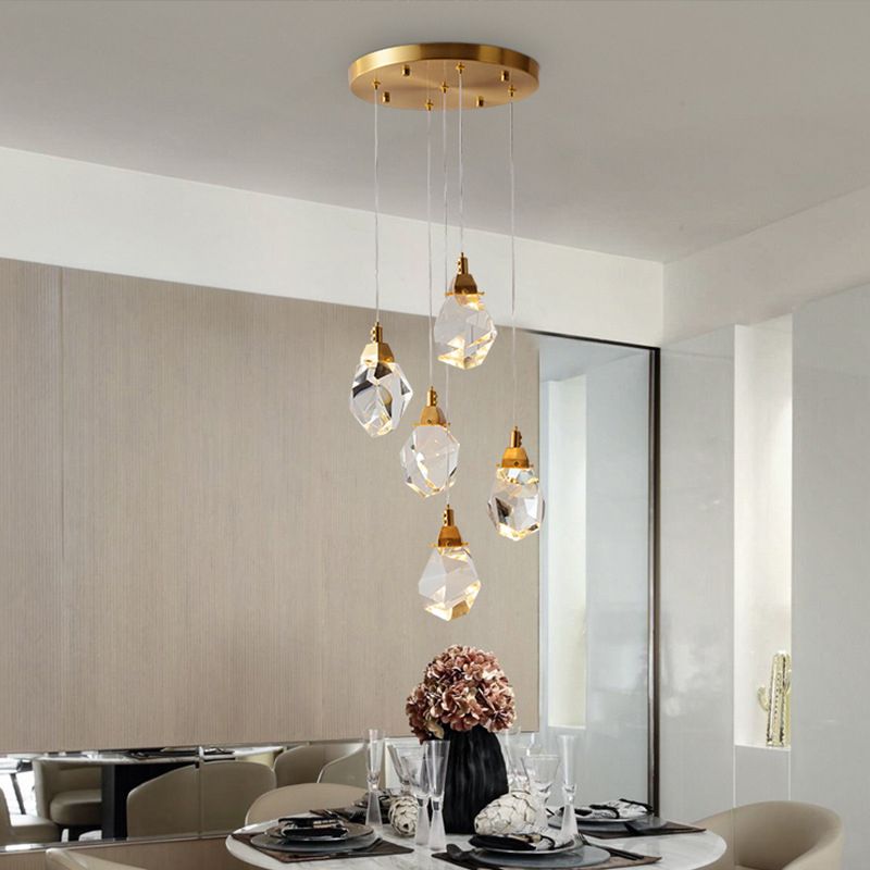 Geometric Hanging Light Fixtures Post-Modern K9 Crystal Ceiling Pendant for Stairwell