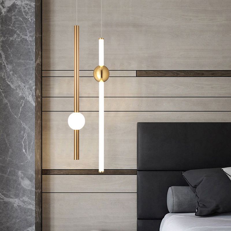 1 Licht hängende helle moderne Stil linearer Formglasanhängerlampe in Weiß