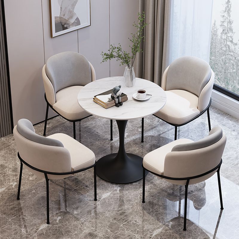 Modern 1/2/3/4/5 Pieces Dining Set Round Stone Dining Table for Dining Room