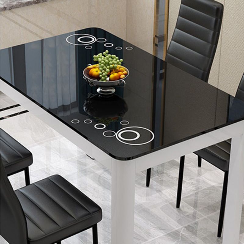 Glass Top Dining Table Modern Rectangle Dining Table with 4 Legs