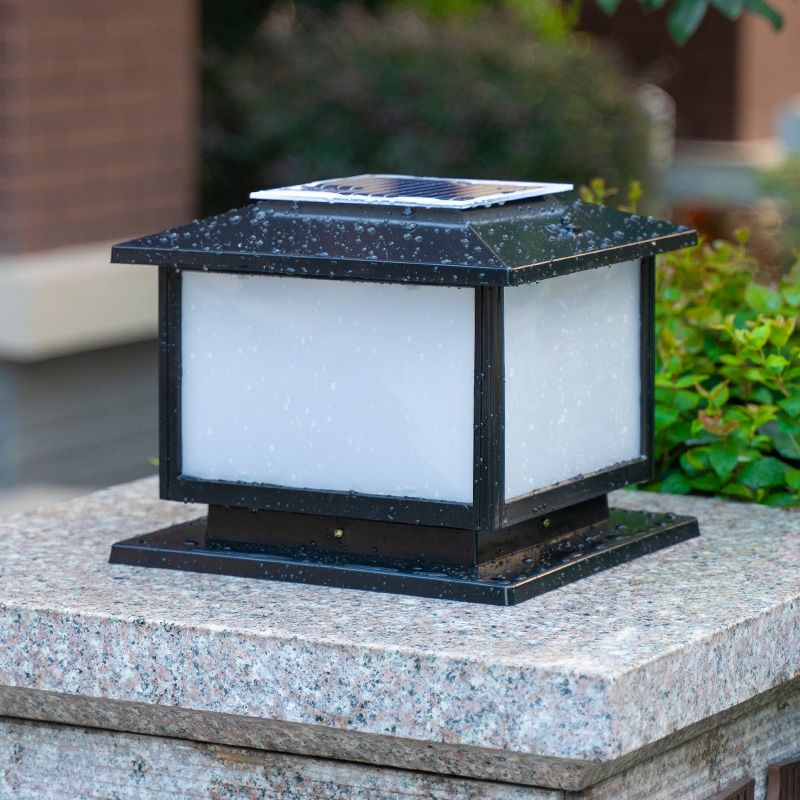 Contemporary Pillar Lamp Creative LED Solar Lighting Fixture for Garden
