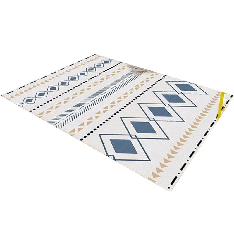 Americana Tribal Diamond Rug Beige Polyester Area Rug Stain Resistant Rug for Bedroom