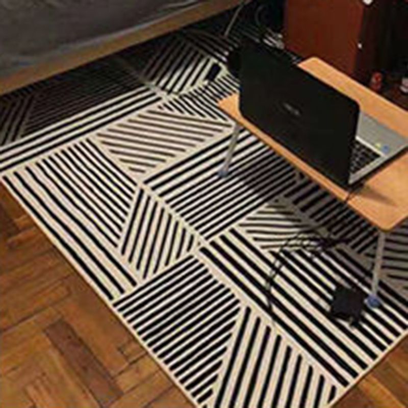 Minimalist Area Rug Geometry Pattern Carpet Polyester Stain Resistant Rug for Living Room