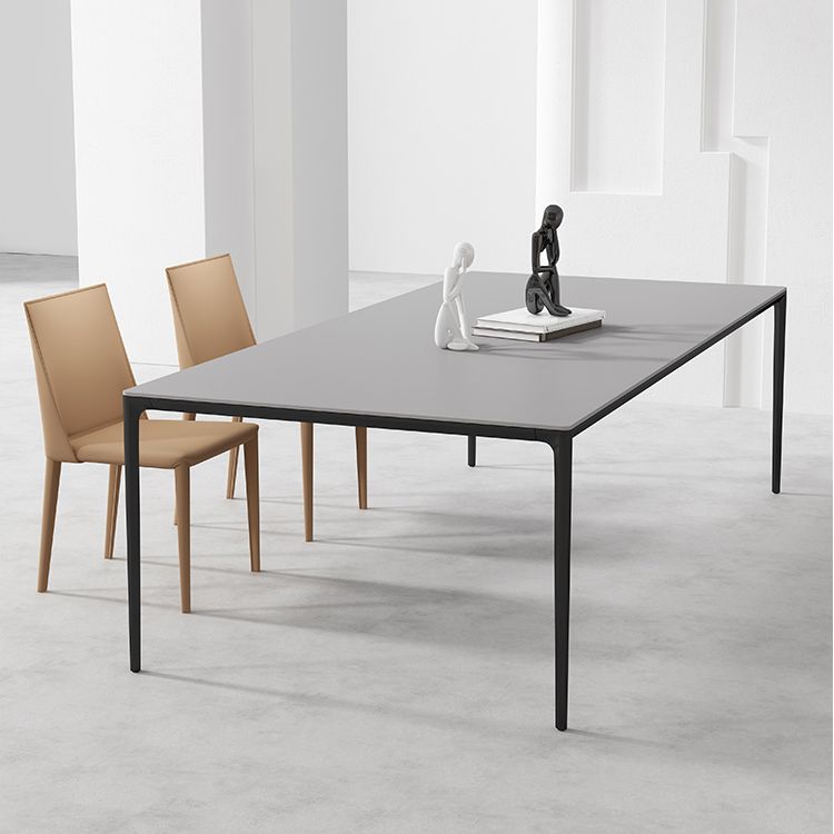 Medieval Modern Sintered Stone Table Rectangle Table with Metal 4 Legs