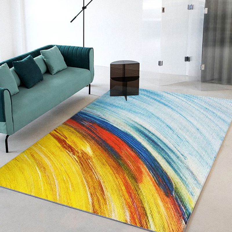 Orange Modern Carpet Polyester Color Block Carpet Non-Slip Backing Carpet for Living Room